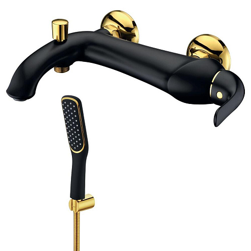Смеситель Lemark &quot;Свон&quot; LM5402BG для ванны с коротким изливом черный/золото: фотография 1