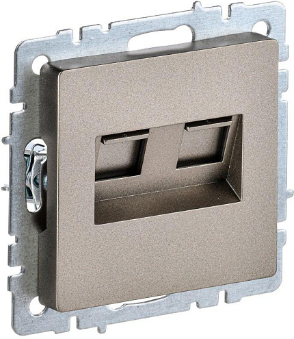 Розетка компьютерная двойная СП RJ45 кат.5E BRITE РК10-2-БрШ шампань IEK BR-K20-1-K37: фотография 1