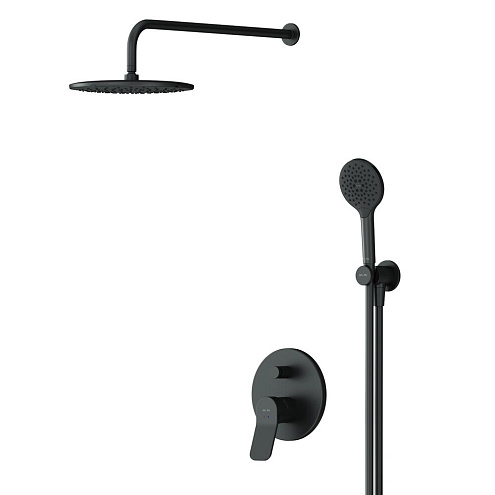 Встраиваемая душевая система AM.PM X-Joy FB85A1RH22 черная: тропический верхний душ, ручной душ: фотография 1