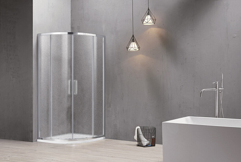 Душевое ограждение SANTREK AQUA Time-R-900-G-Chrome 900х900х1950 радиус, стекло Грейп 6мм, профиль хром: фотография 1