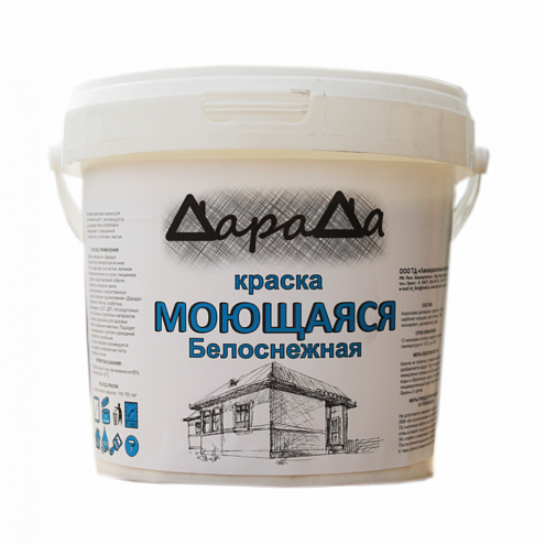 Краска водно-дисперсионная «ДараДа» Моющаяся белоснежная  4,2кг (ГОСТ 52020-2003): фотография 1
