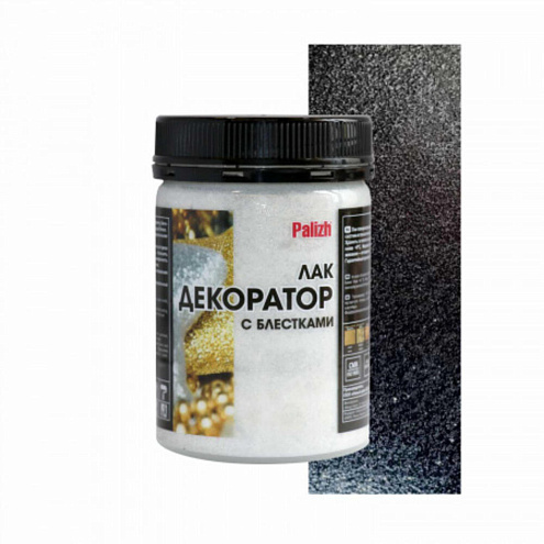 Лак декоративный Palizh с блестками, серебро, 0,2л : фотография 1