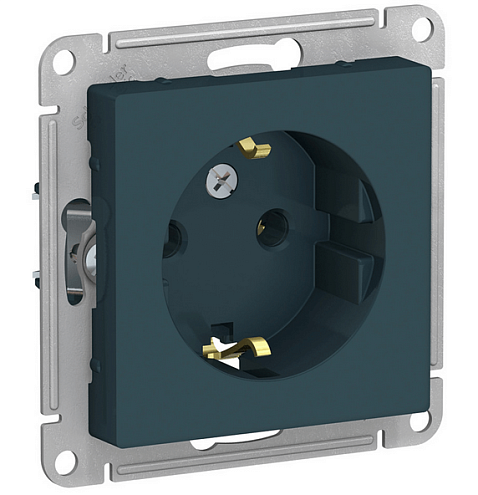 Механизм розетки 1-м СП ATLAS DESIGN с заземл. 16А изумруд SchE ATN000843: фотография 1
