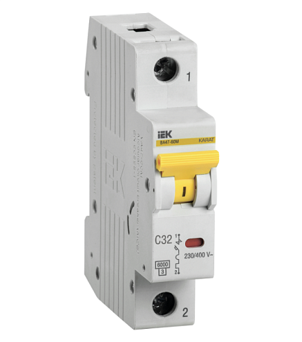 Выключатель автоматический модульный 1п C 32А 6кА ВА47-60M KARAT IEK MVA31-1-032-C: фотография 1