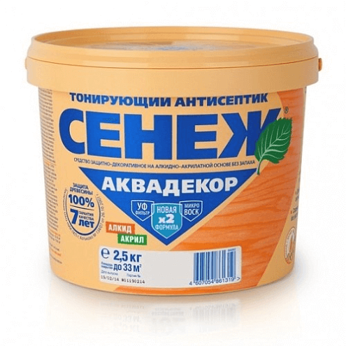 Сенеж Аквадекор Х2 106 орегон 2,5кг, алкидно-акрилатный антисептик с УФ защитой: фотография 1