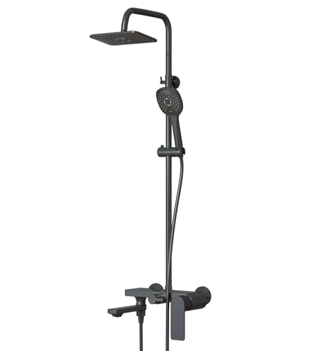 Душевая система 35к MIXLINE МЛ33-06Г(ML33-06GR) "Сити"излив лейка 3 позиции + лейка"Тропический душ" графит: фотография 1
