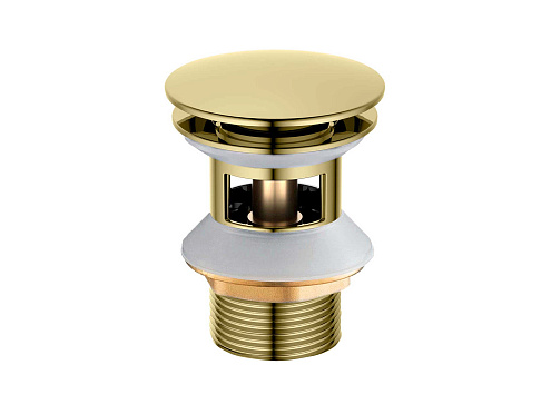 Сливной набор для раковины Push-open с переливом Aquatek золото полированное AQ6002PG: фотография 1