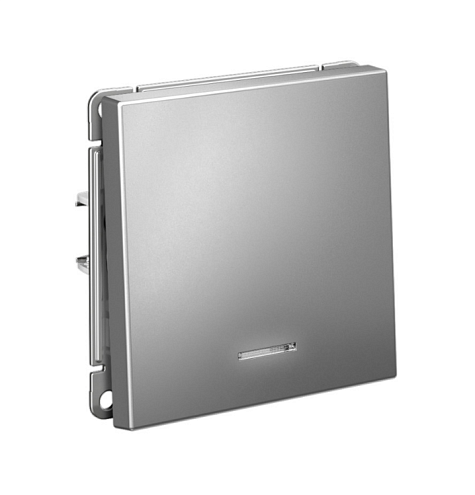 Выключатель 1-клавишный ArtGallery (сх.1а) 10AX с подсветкой механизм сталь Systeme Electric GAL000913: фотография 1