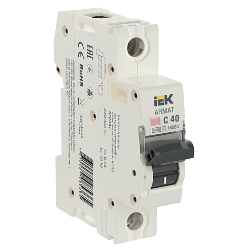 Выключатель автоматический модульный 1п C 40А M06N ARMAT IEK AR-M06N-1-C040: фотография 1