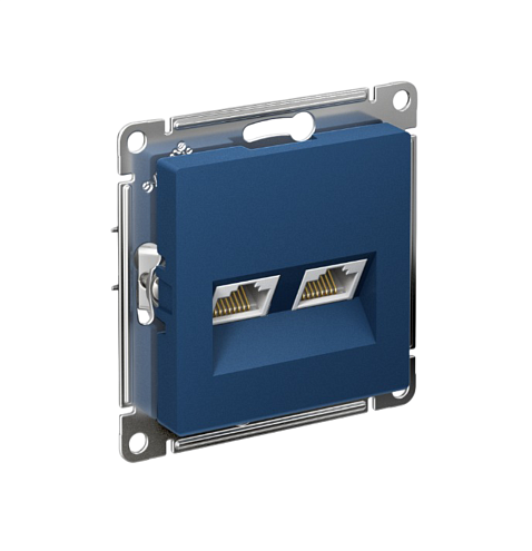 Розетка компьютерная двойная AtlasDesign RJ45+RJ45 кат.5E механизм аквамарин Systeme Electric ATN001185: фотография 1