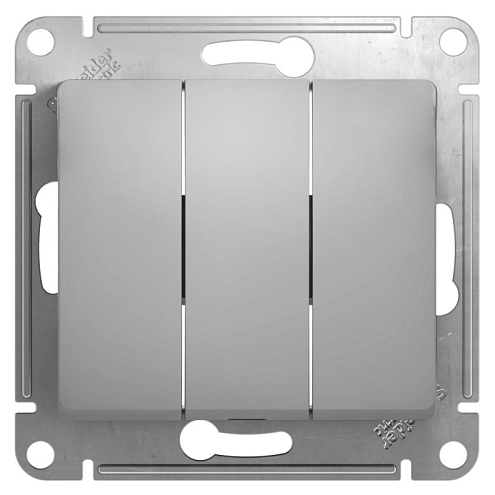 Выключатель клавишный Glossa 10А IP20 (сх.1+1+1) 10AX механизм алюминий Systeme Electric GSL000331: фотография 1