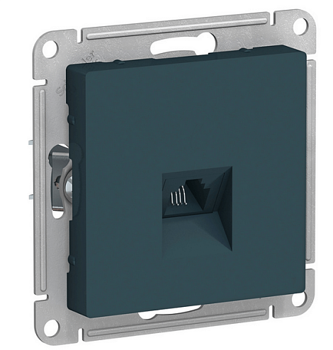 Механизм розетки телефонной 1-м СП ATLAS DESIGN RJ11 изумруд SchE ATN000881: фотография 1
