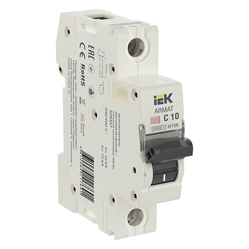 Выключатель автоматический модульный 1п C 10А M10N ARMAT IEK AR-M10N-1-C010: фотография 1