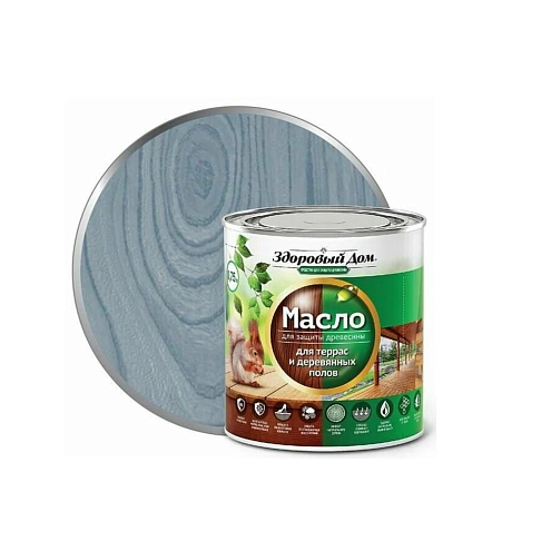 Масло для террас и деревянных полов &quot;Здоровый Дом&quot;, Серо-голубое 0,75л: фотография 1