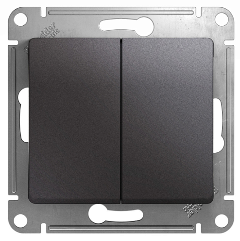 Переключатель проходной 2-клавишный Glossa 10А IP20 (сх.6) 10AX механизм графит Systeme Electric GSL001365: фотография 1