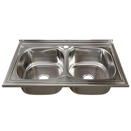 Мойка 500х800 2 чаши выпуск 3 1/2" MIXLINE 180 мм с сифоном: фотография 1