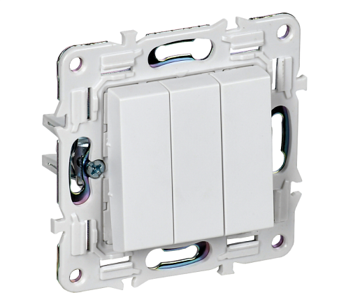 Выключатель 3-клавишный SKANDY 10А SK-V11W арктический белый IEK SK-V30-0-10-K01: фотография 1
