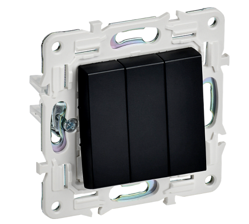 Выключатель SKANDY 3-клавишный 10А SK-V11Bl черный IEK SK-V30-0-10-K02: фотография 1