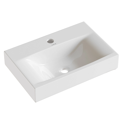 Раковина накладная на столешницу WAVE Trend с отверстием под смеситель, белый, прямоугольная: фотография 1