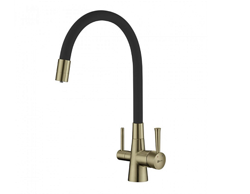 Смеситель Lemark &quot;Комфорт&quot; LM3075B для кухни с гибким изливом с подключением к фильтру питьевой воды бронза: фотография 1