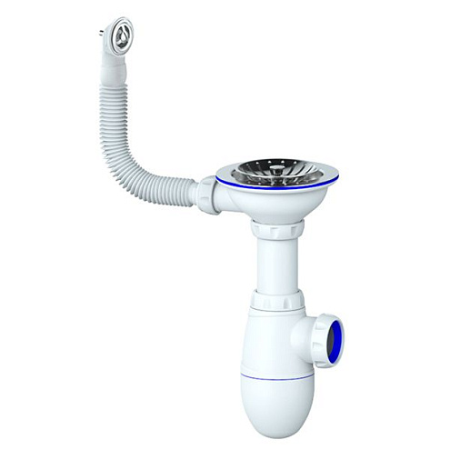 Сифон 3 1/2&quot;х40 с круглым переливом винт, шток, ручка - пластик Unicorn B411P: фотография 1