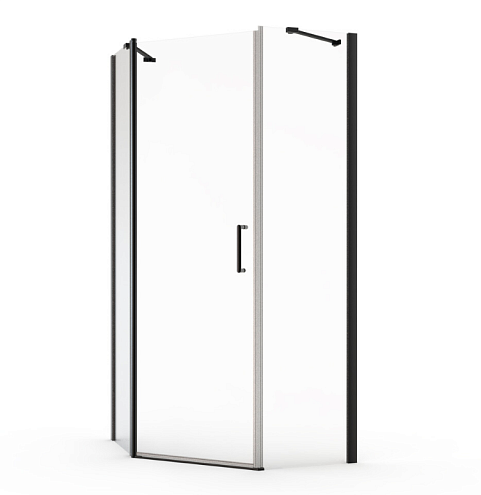 Душевое ограждение SANTREK AQUA Luna- PNT-900-C- Matt Black 900х900х1850 стекло прозрачное 5мм, профиль Чёрный: фотография 1