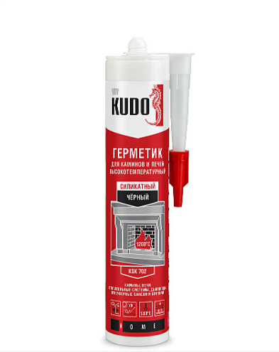 Герметик KUDO KSK-702, для печей и каминов, силикатный, красно-коричневый, до 1500С, 280мл : фотография 1