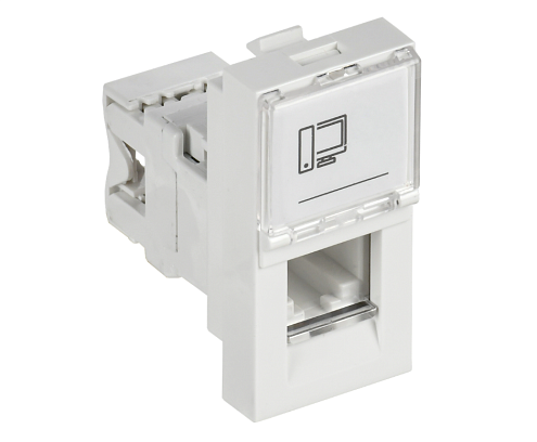 Розетка компьютерная 1-местная Праймер РКИ-10-00-П RJ-45 UTP кат.5e на 1 модуль белая IEK CKK-40D-RI1-K01: фотография 1