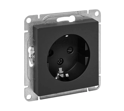 Розетка Эпика 16А с заземлением защитные шторки механизм черный EKF UP1-SOB-111: фотография 1