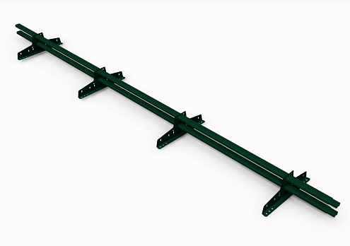 Снегозадержатель трубчатый труба овальная 20х40мм 3,0м цвет зеленый мох (6005) 4 опоры : фотография 1