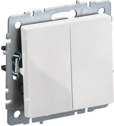 Выключатель 2-кл. СП BRITE ВСР10-2-0-БрБ 10А в сборе бел. IEK BR-V20-0-10-K01-F: фотография 1