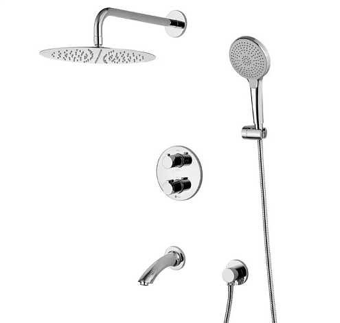 Смеситель Lemark "Йети" LM7822C термостатический для ванны и душа встраиваемый с дополнительной 3-функциональной лейкой хром: фотография 1