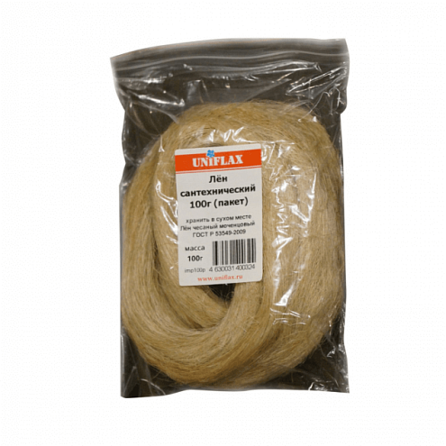 Лен сантехнический чесаный моченцовый 100г Uniflax: фотография 1