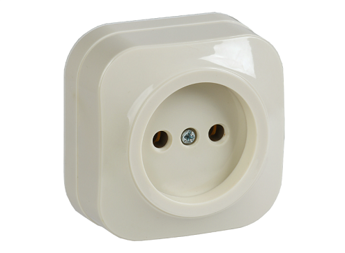 Розетка 1-м ОП GLORY РС20-2-ХК 10А без заземления кремовый IEK ERH10-K33-10: фотография 1