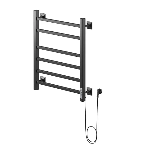 Полотенцесушитель электрический Триумф 60х50 6 перекладин черный, таймер, 323Вт ZOX: фотография 1
