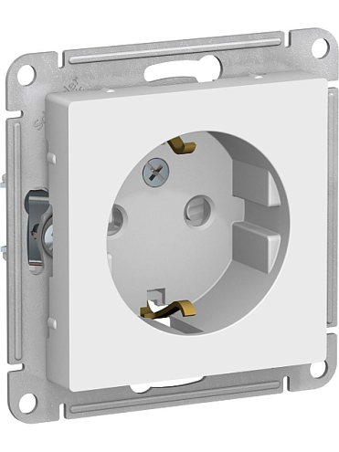 Механизм розетки 1-м СП ATLAS DESIGN с заземл. защ. шторки 16А бел. SchE ATN000145: фотография 1