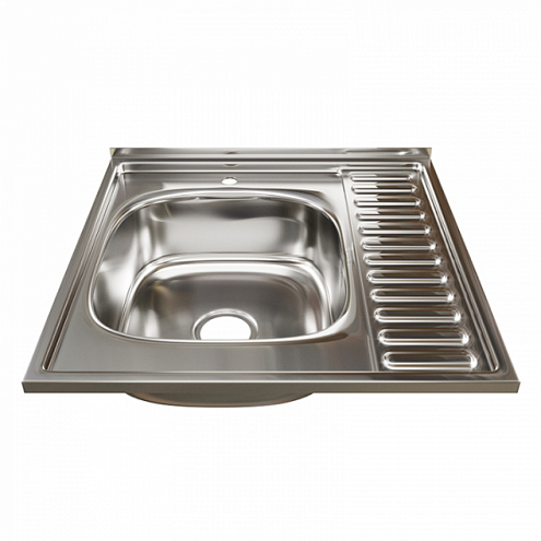 Мойка 600х600 левый выпуск 3 1/2" MIXLINE 160 мм с сифоном: фотография 1