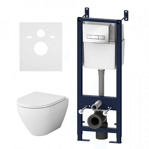 Комплект инсталляция AM.PM IS30201.701700 с подвесным унитазом Spirit FlashClean, с микролифтом и клавишей смыва белый глянец: фотография 1