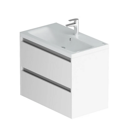 Тумба с раковиной Pulse 75 см  M91-FHX0752-WCC0752WG подвесная 2 ящика, белый глянец/графит: фотография 1