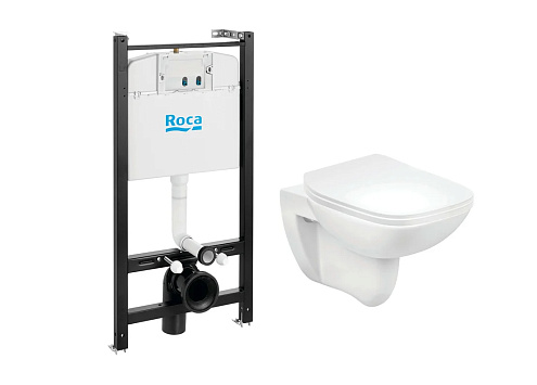 ПЭК Roca Debba Rimless: Инсталляция с подвесным унитазом, быстросъемное сиденье микролифт : фотография 1