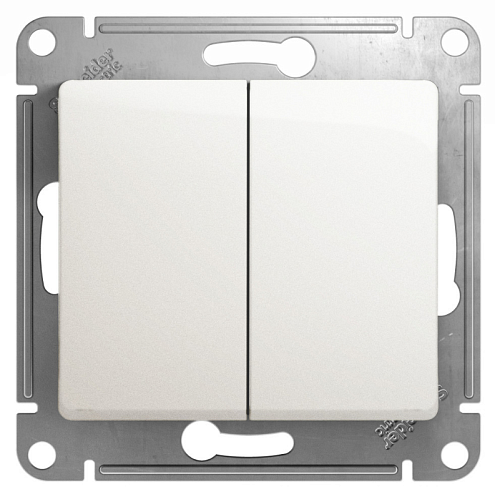 Выключатель 2-клавишный Glossa 10А IP20 (сх.5) 10AX механизм перламутр Systeme Electric GSL000651: фотография 1