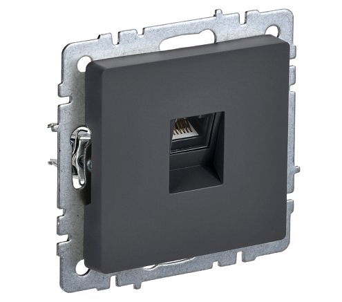 Розетка компьютерная RJ45 кат.5E BRITE РК10-БрГ механизм графит IEK BR-K10-1-K53: фотография 1