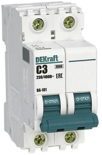 Выключатель автоматический модульный 2п C 3А 4.5кА ВА-101 SchE 11063DEK: фотография 1