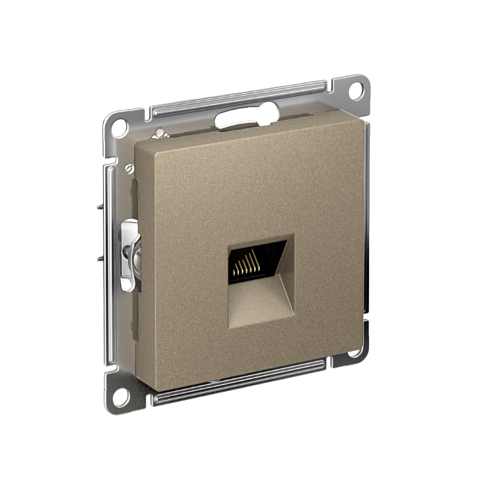 Розетка компьютерная AtlasDesign RJ45 кат.6A механизм шампань Systeme Electric ATN000586: фотография 1