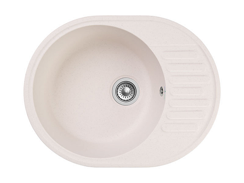 Мойка GRANFEST QUARZ (ECO) 58 РОНДО чаша+крыло 620х480 мм белый без сифона: фотография 1