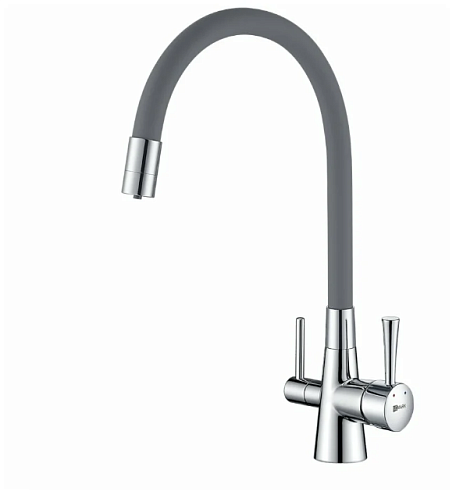 Смеситель Lemark &quot;Комфорт&quot; LM3075C-Gray для кухни с гибким изливом с подключением к фильтру питьевой воды хром/серый: фотография 1