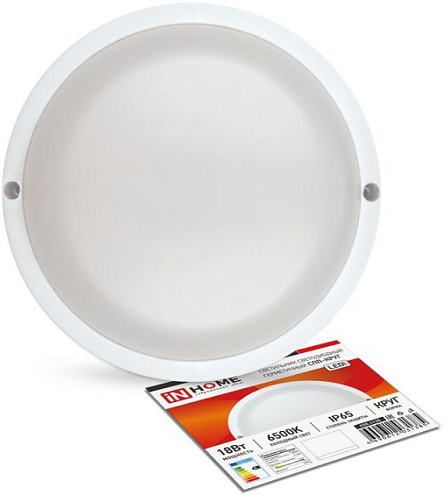 Светильник светодиодный СПП-КРУГ 18Вт 230В 6500К 1440лм IP65 герметичный IN HOME 4690612031385: фотография 1