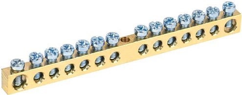 Шина PEN &quot;земля-ноль&quot; 6х9мм 14/1 (14 групп/крепеж по центру) IEK YNN10-14-100: фотография 1