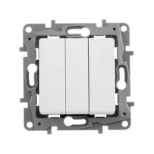 Механизм выключателя 3-клавиши СП Etika 10А IP20 винтовой зажим белый Leg 672213: фотография 1