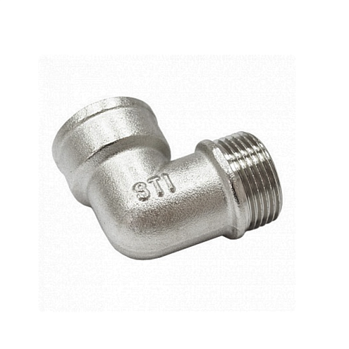 Уголок латунный 1/2&quot; ВН никелированный STI: фотография 1